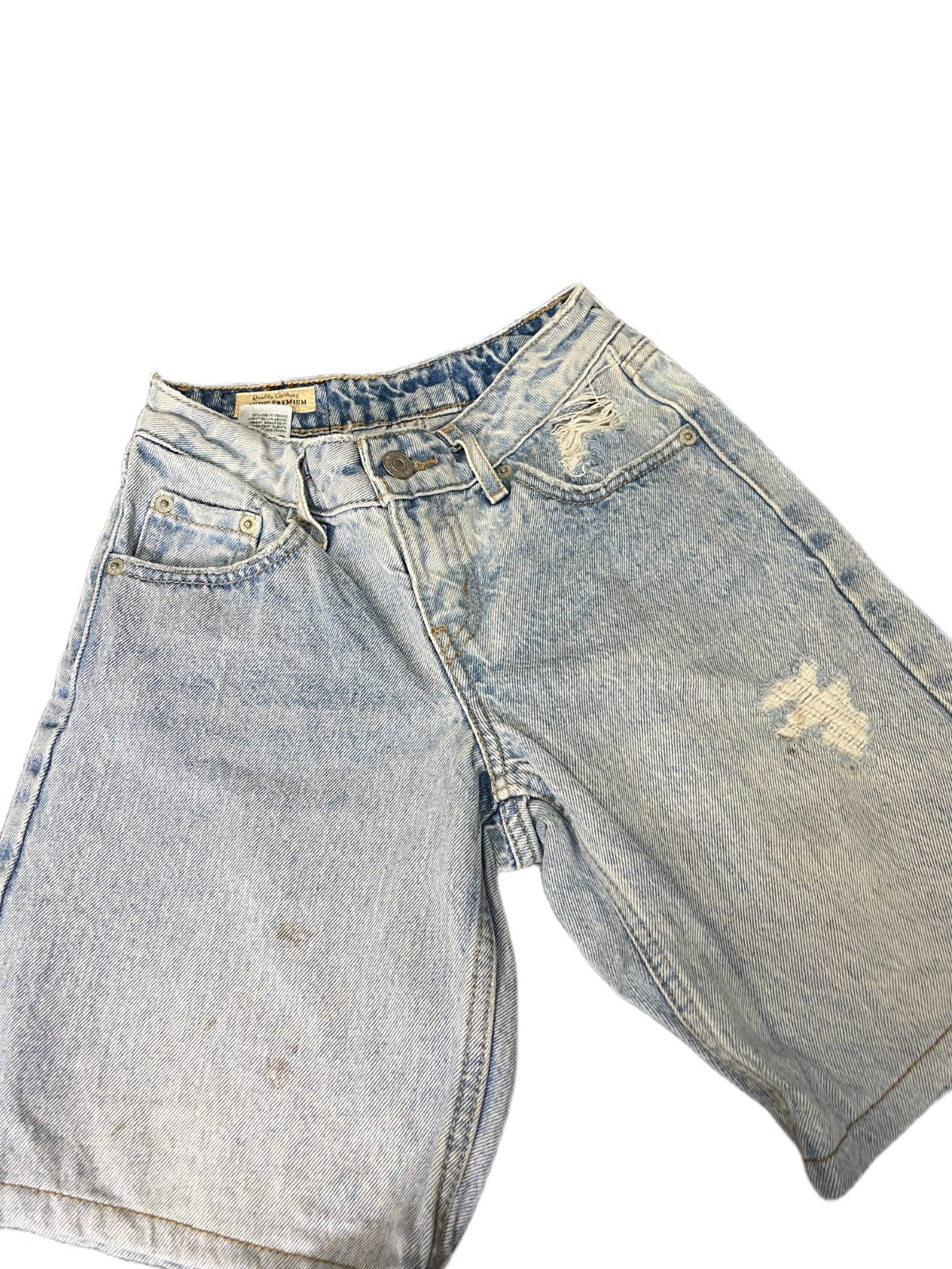 Levi's Jean Shorts Fits as Womens S 22" Waist Blue Denim Light Wash Distressed