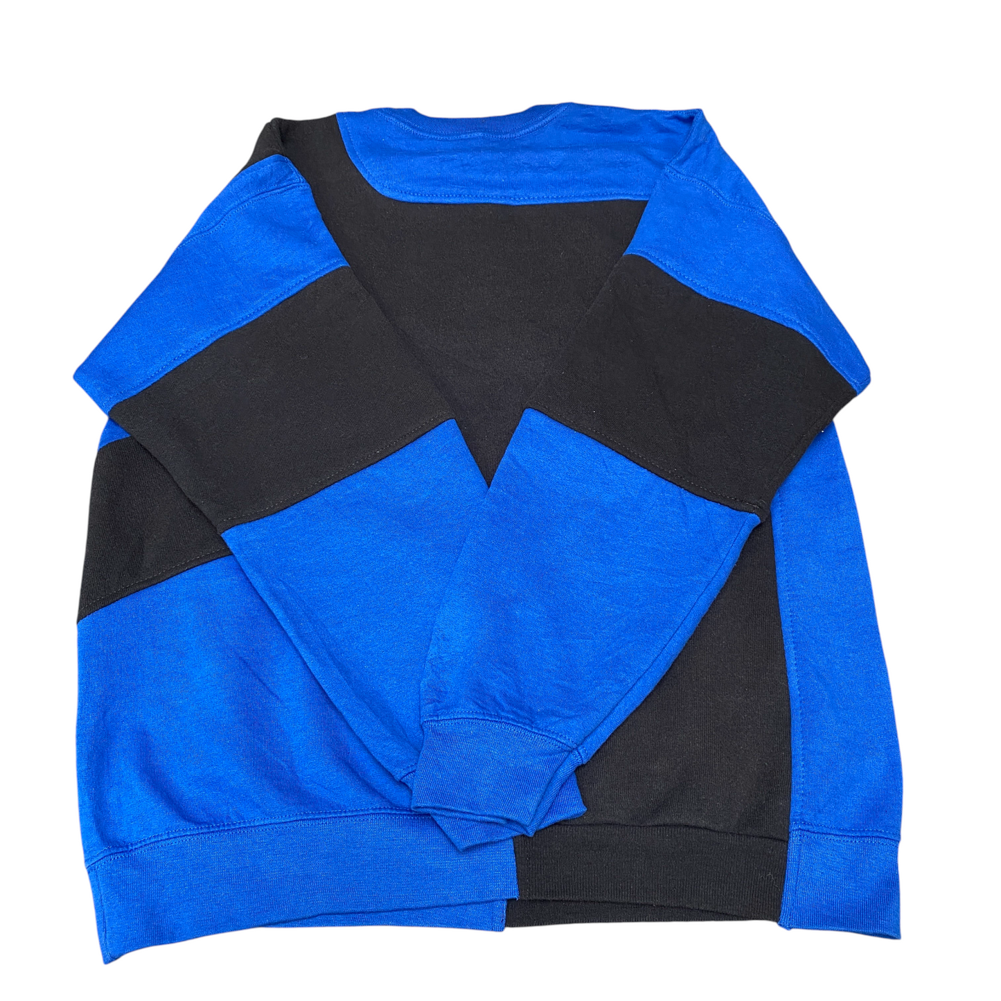 Nike Reworked Sweatshirt Mens L Black Blue Embroidered Spellout Logo Vintage Y2K