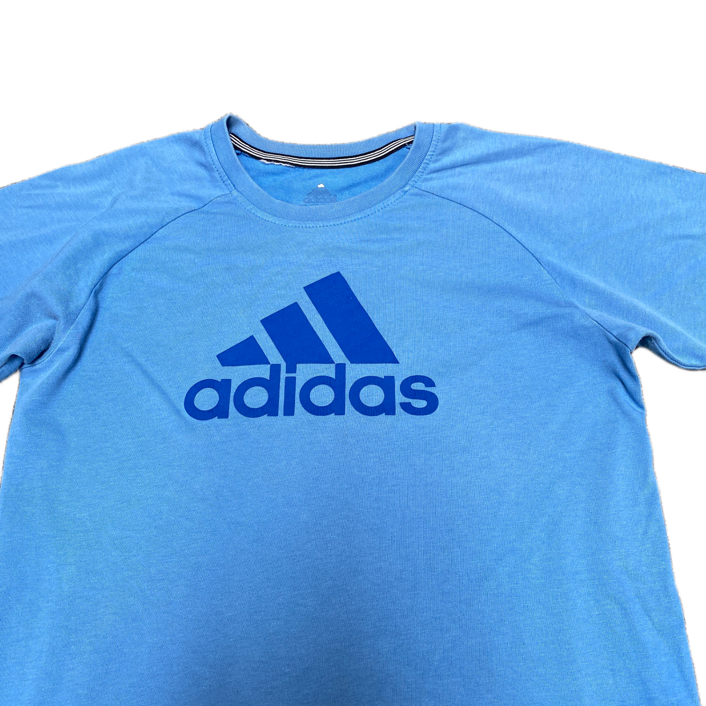 Adidas T-Shirt Boys XS Blue Graphic Logo Short Sleeve Crew Neck Pullover Tee
