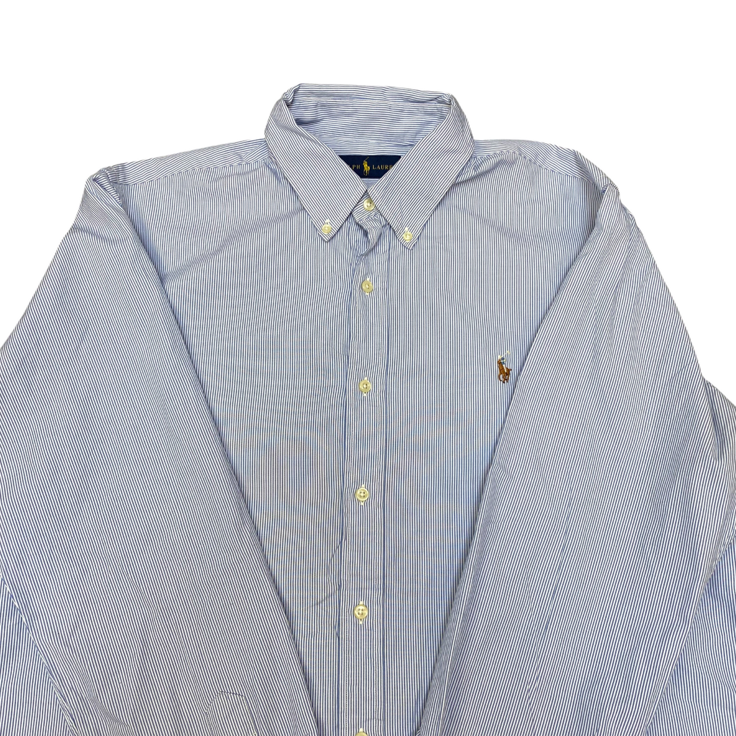 Ralph Lauren Shirt Mens XL Blue Striped Long Sleeve Pony Logo Button Down