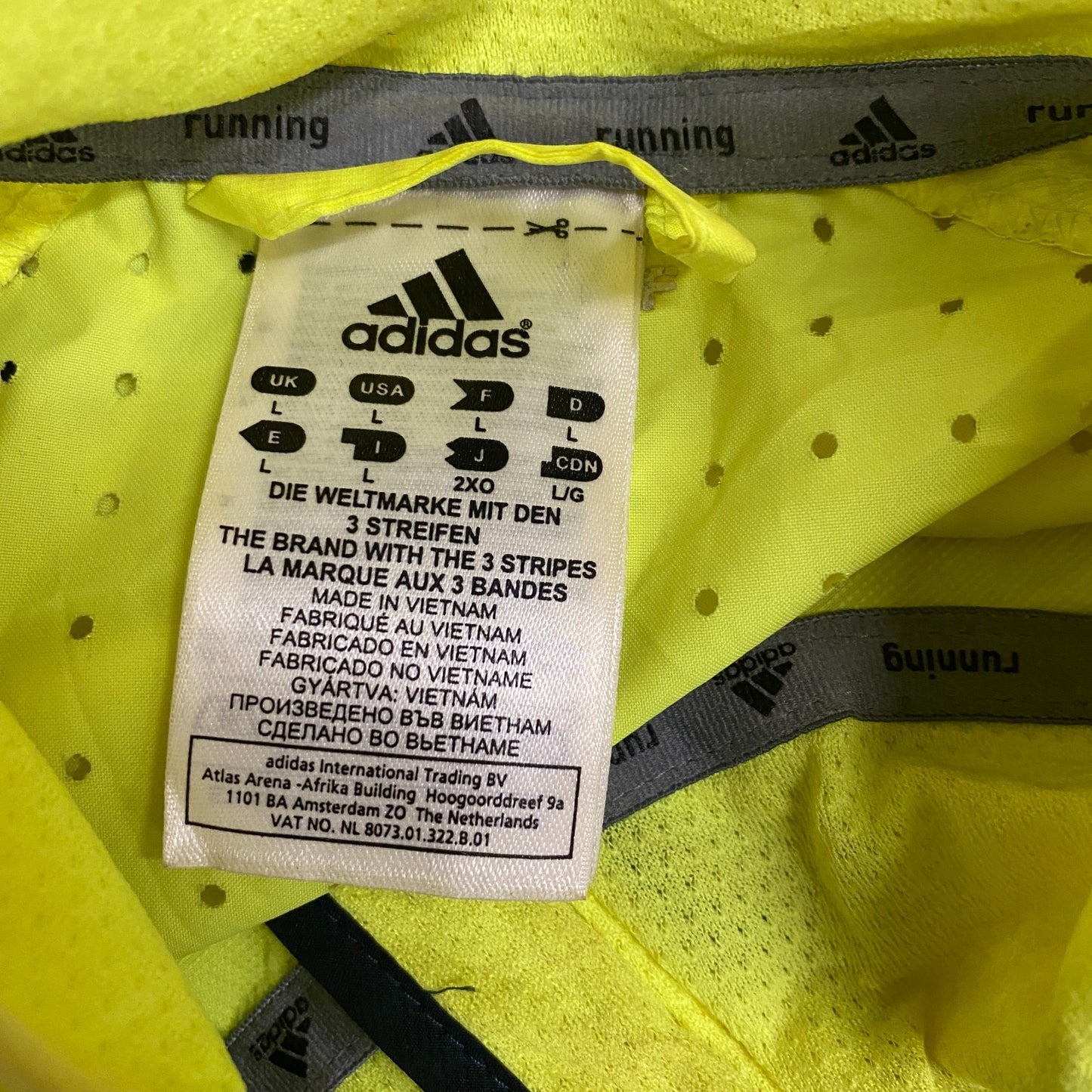 Adidas Running Jacket Men L Yellow Black 3-Stripes 2013 Dublin Marathon Full Zip