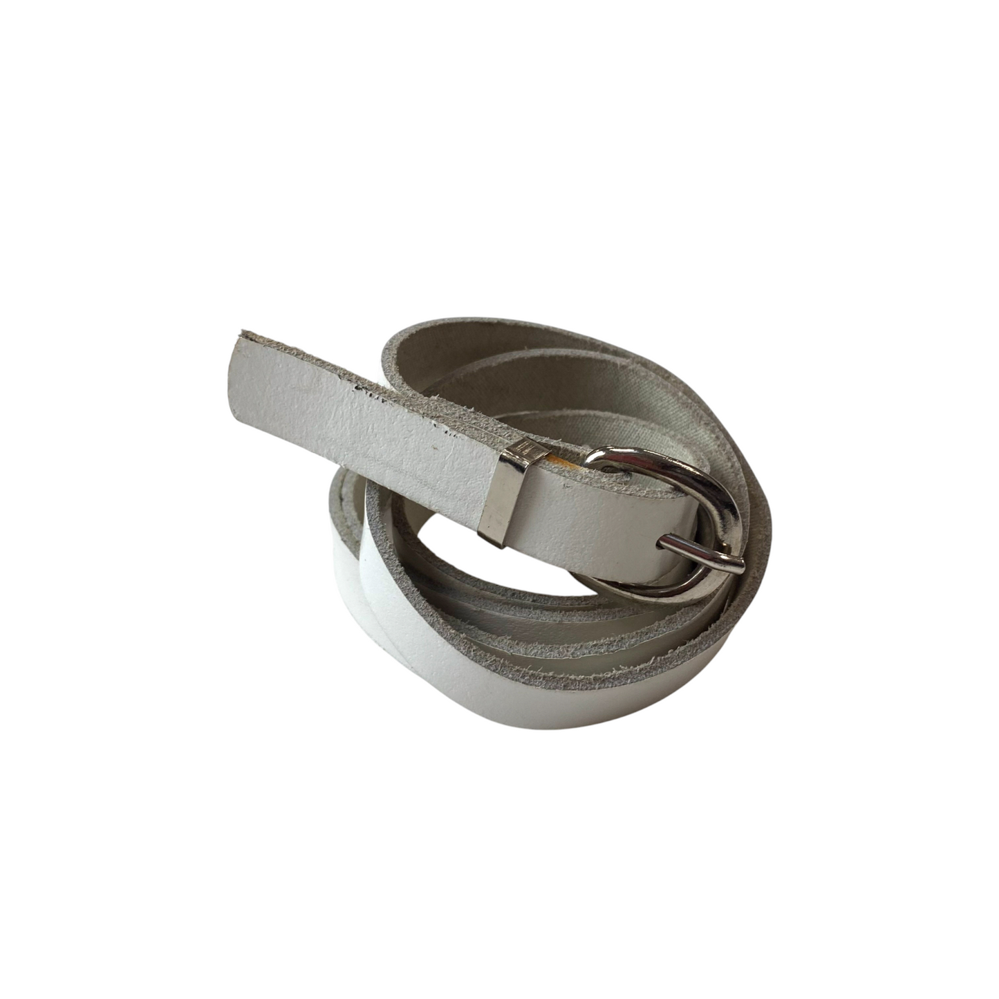 Women's Waist Belt Grey Adjustable D-Shaped Silver Pin Buckle Size 42 in