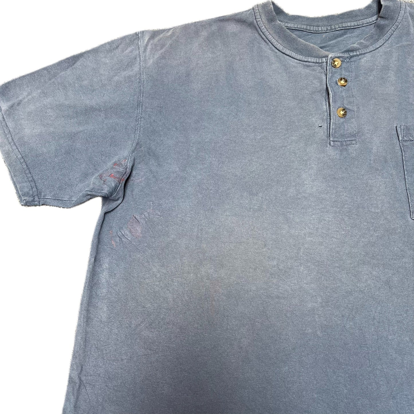 Carhartt Henley Pocket T-Shirt Mens XL Blue Loose Fit Short Sleeve Workwear Tee