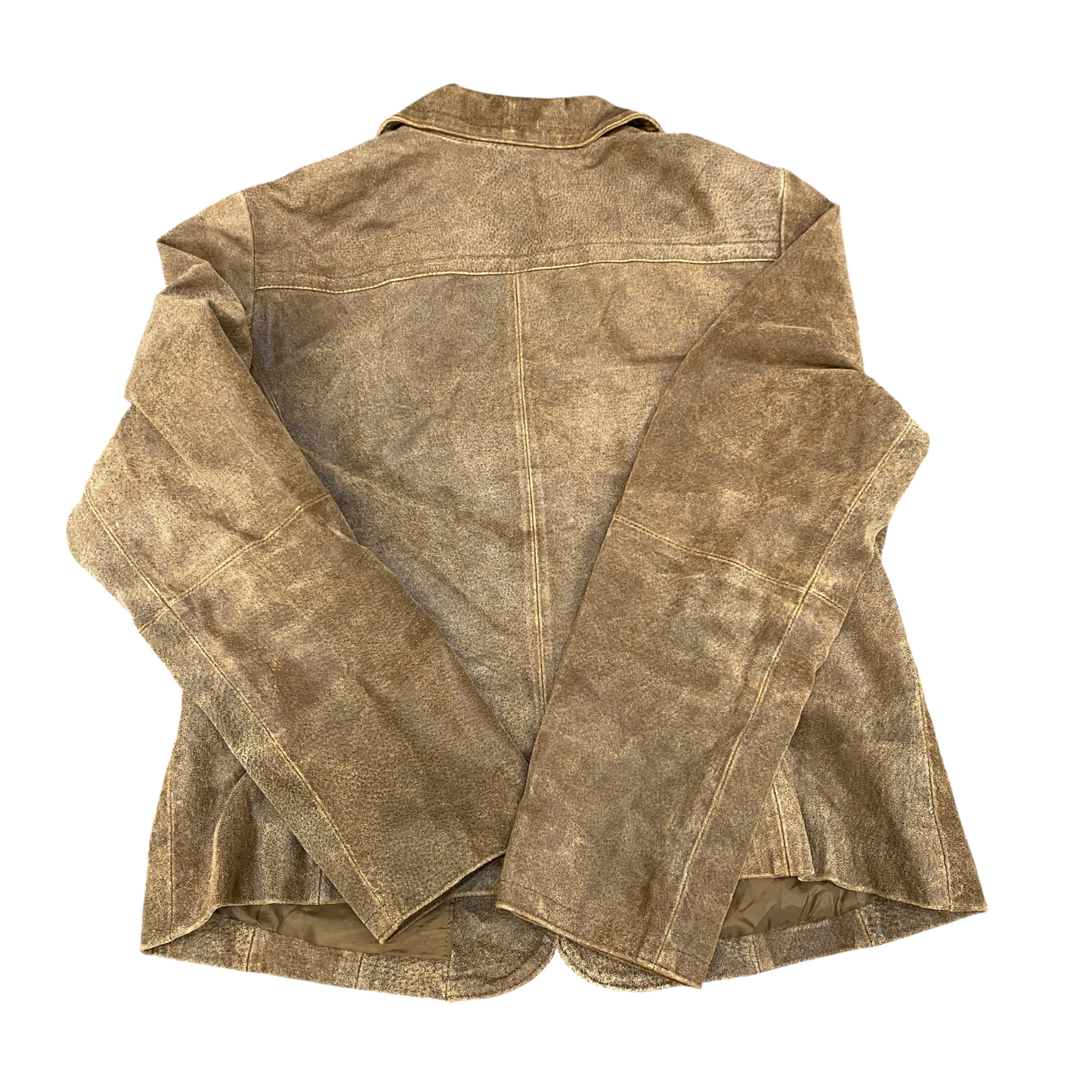 Womens Genuine Leather Blazer Jacket Medium Brown Notch Lapel Single Breasted