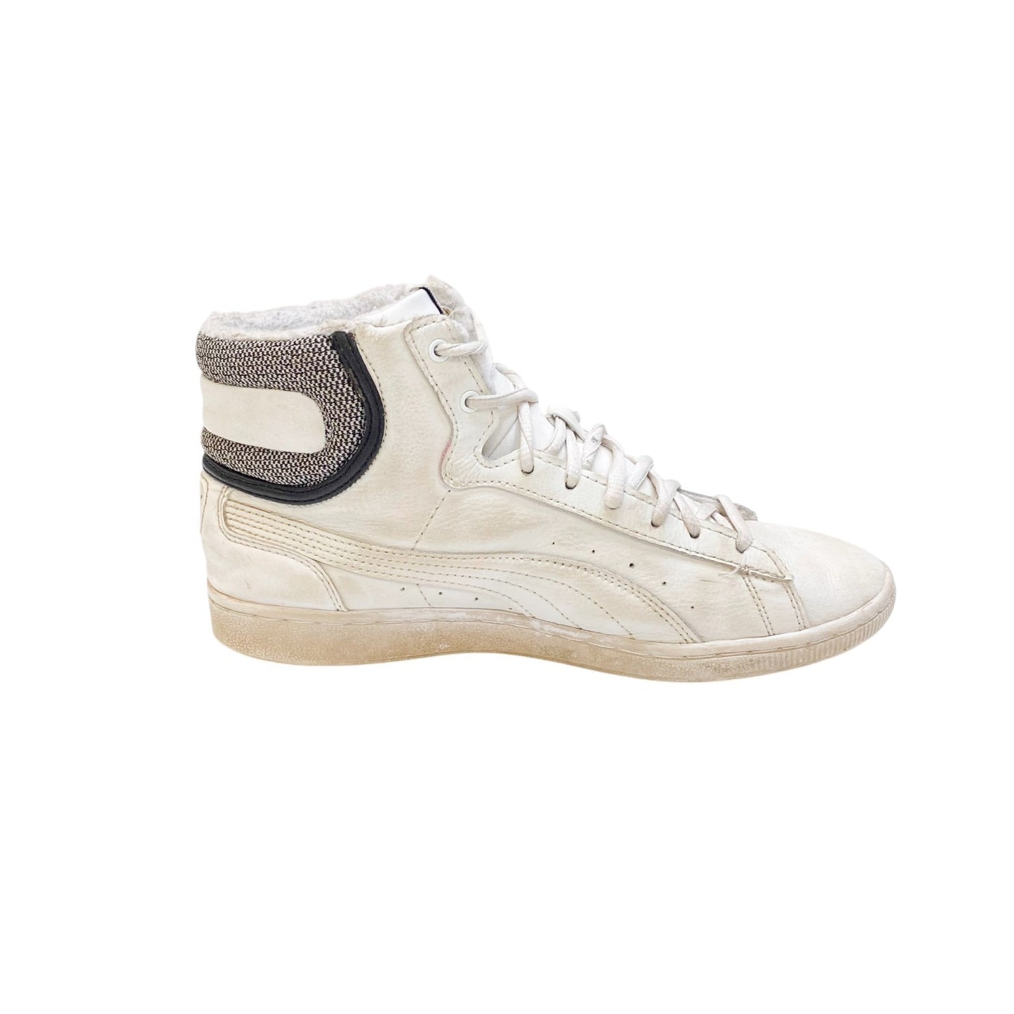 Puma Vikky Mid Deboss Athletic Sneakers Men's 6.5 White Leather Casual High Top