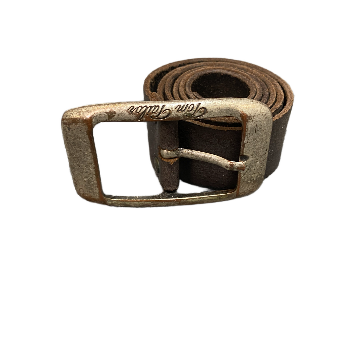 Tom Tailor Waist Belt Men Brown Leather Adjustable Silver Pin Buckle 35.5 inches