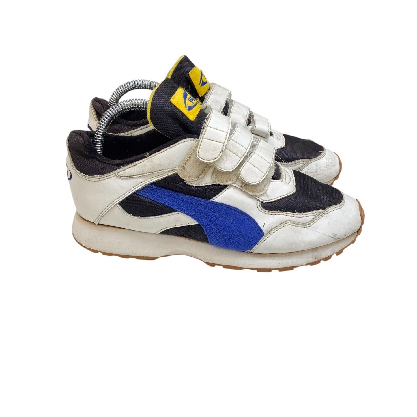 PUMA Sneakers Juniors UK 5 White Black Faux Leather Comfort Adjustable Straps