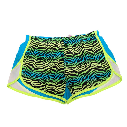 Justice Sprinter Shorts Womens Medium Blue Yellow Zebra Print Gym Training