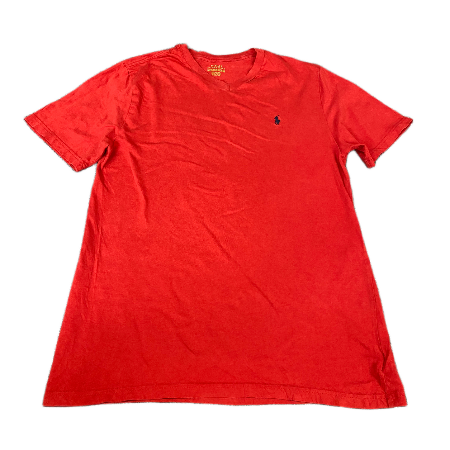 Ralph Lauren T-Shirt Womens M Red Pony Logo Short Sleeve V-Neck Pullover Tee