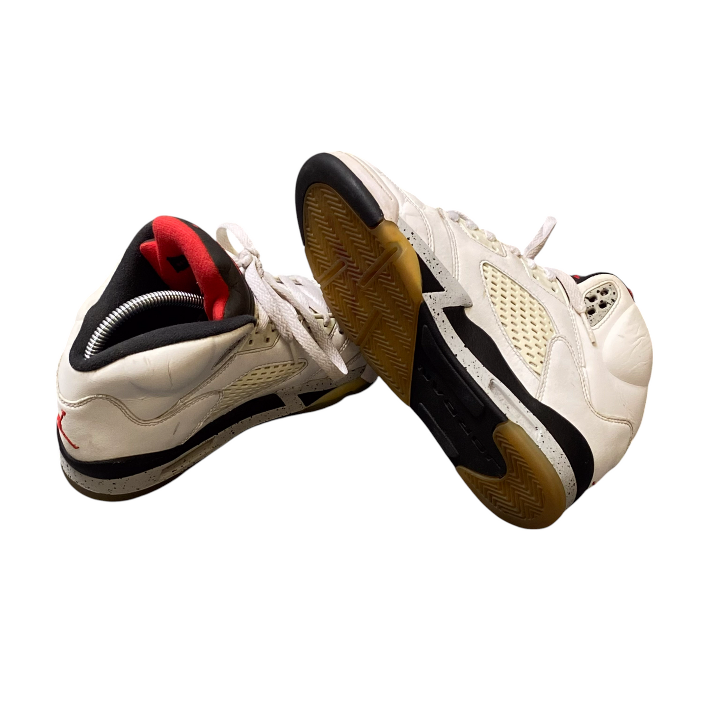Air Jordan 5 Sneakers Trainers Youth 4.5 White Cement Athletic Logo 440888-104