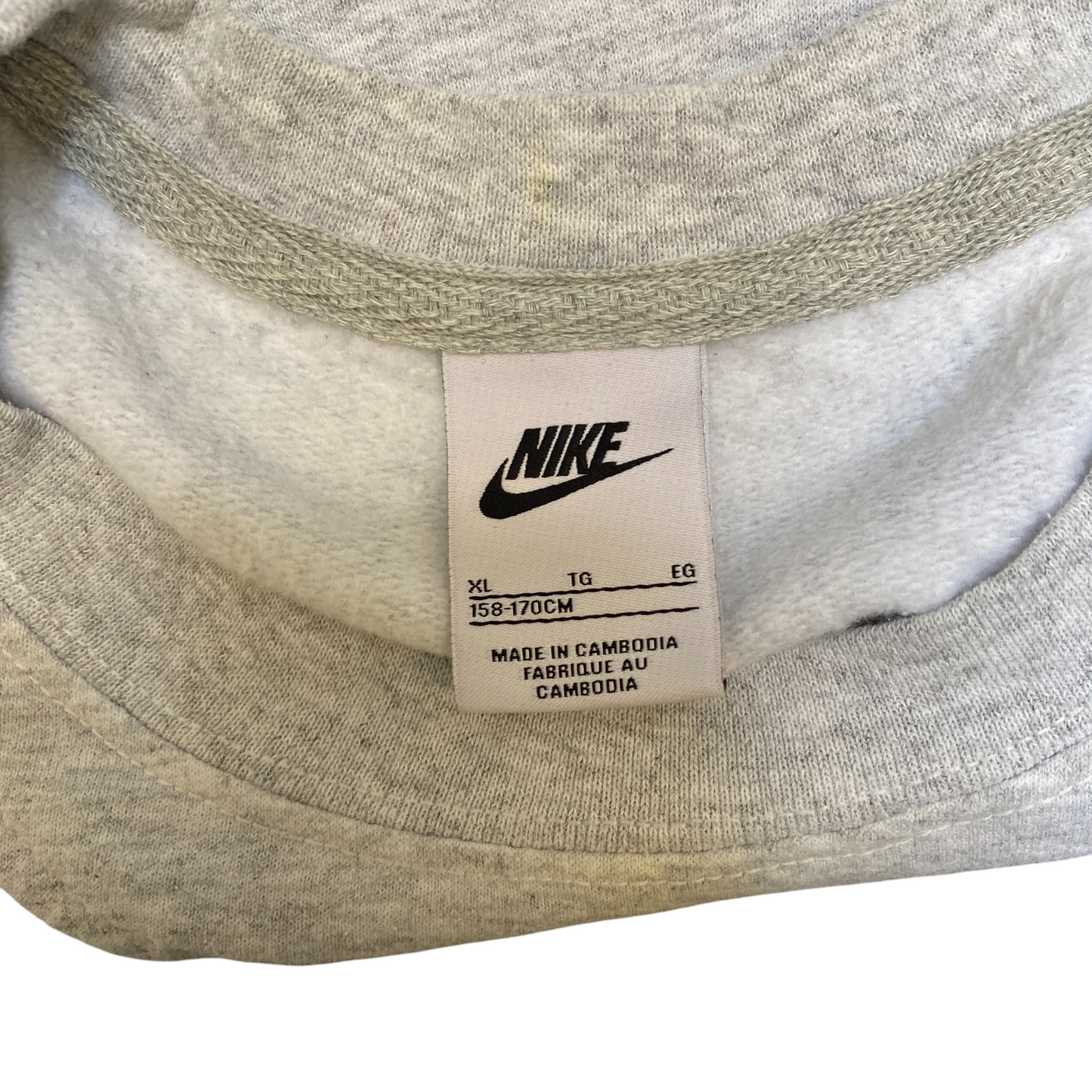 Nike Reworked Sweatshirt Men XL Brown Grey Embroidered Spellout Logo Vintage Y2K