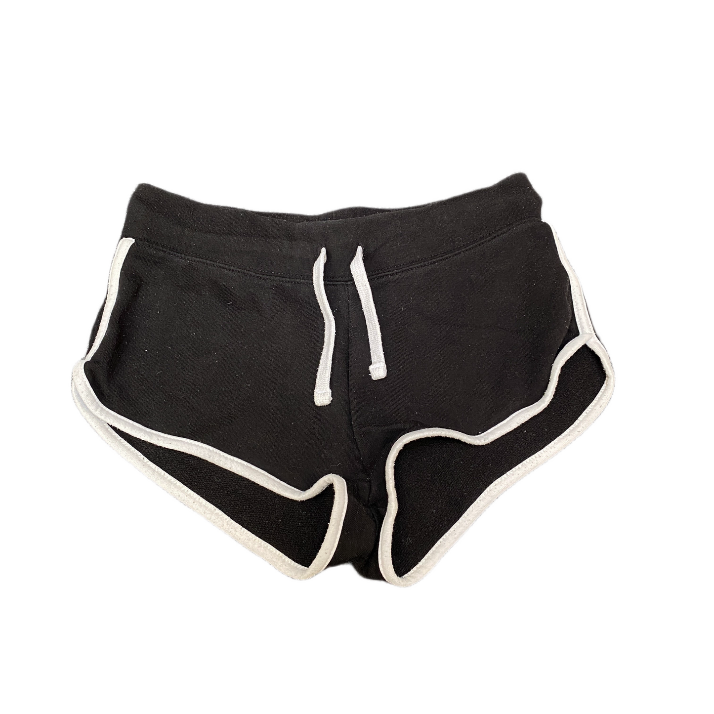 Running Sprinter Shorts Women XS 28" Waist Black Athletic Drawstring Dolphin Hem