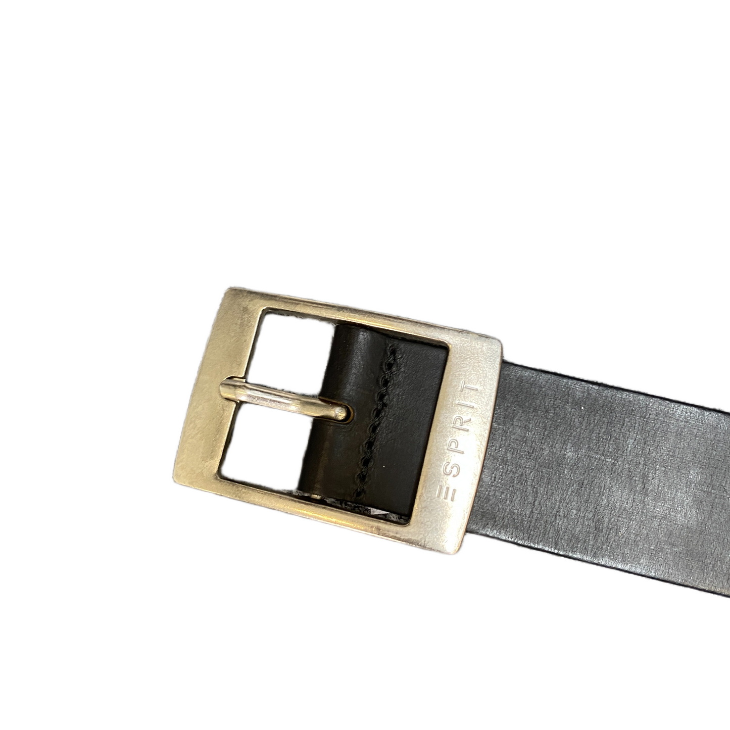 Esprit Waist Belt Womens Black Leather Adjustable Silver Pin Buckle 44 inches