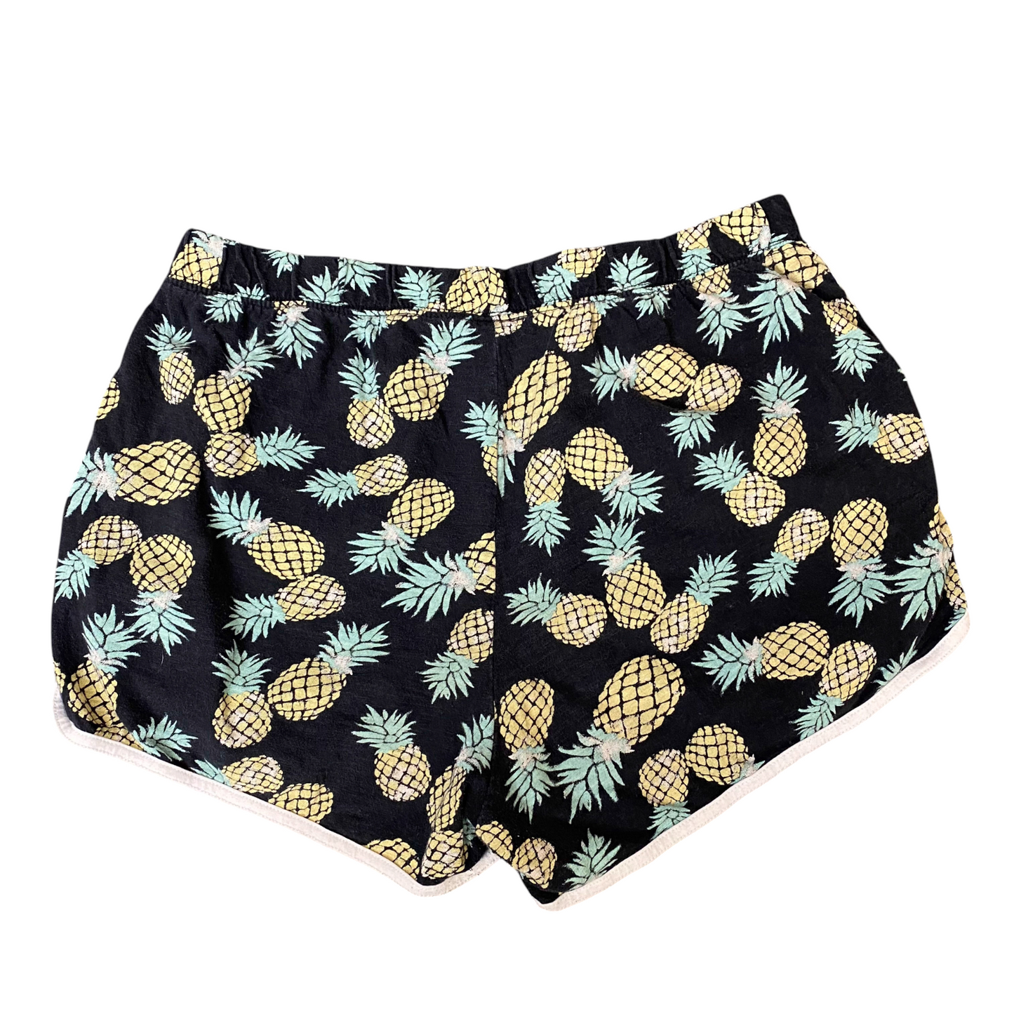 PJ Shorts Women Small Multicoloured Pineapple Print Drawstring Waist Dolphin Hem
