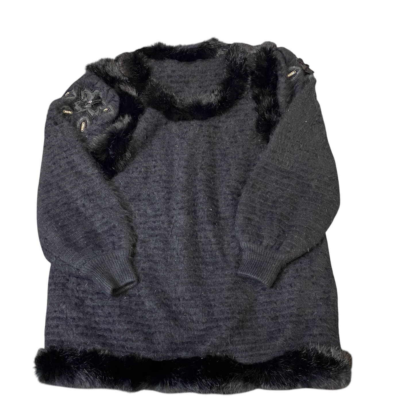 Womens Faux Fur Jacket XL Black Fully Lined Soft Cozy Warm Winter Long Sleeve