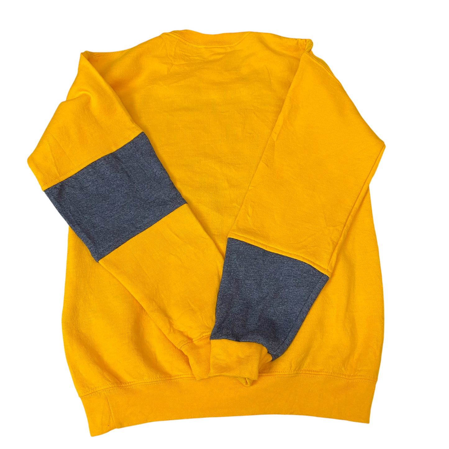 Nike Reworked Sweatshirt Mens S Grey Yellow Embroidered Spellout Logo Vtg Y2K
