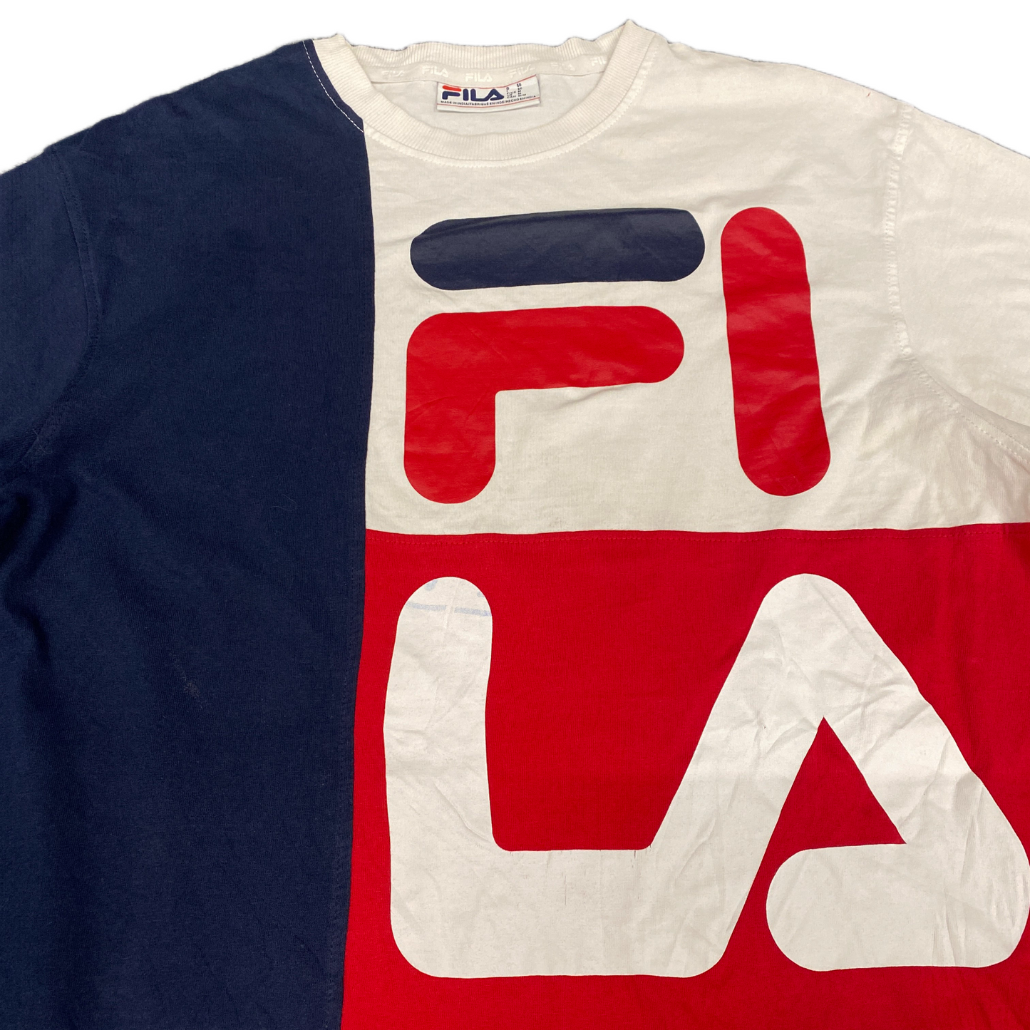 FILA T-Shirt Mens Medium Multi Colorblock Short Sleeve Crew Neck Pullover Tee