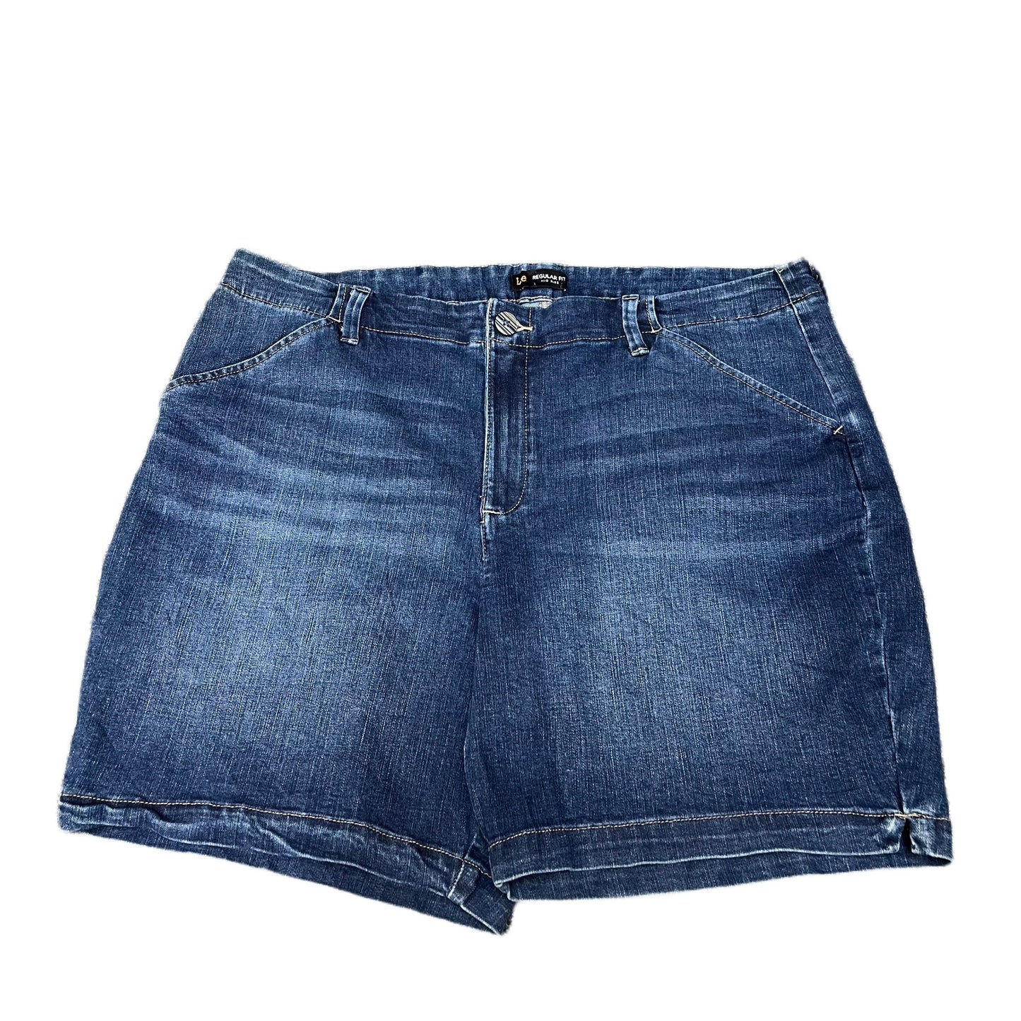 Lee Denim Shorts Fits as Womens 2XL 39" Waist Blue Faded Mid Rise Regular Fit