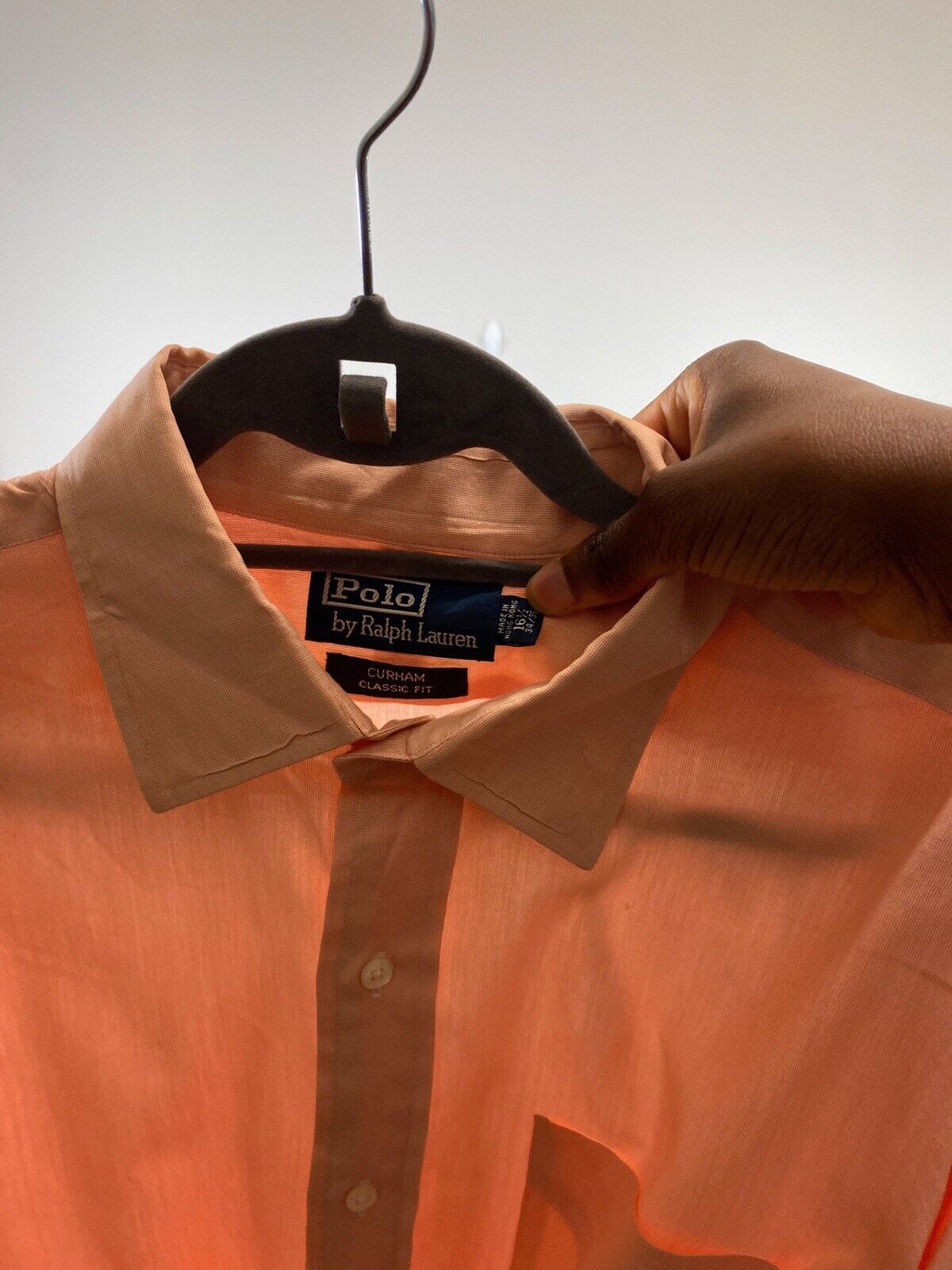 Ralph Lauren Buttoned Shirt Mens L Orange Solid Long Sleeve Pony