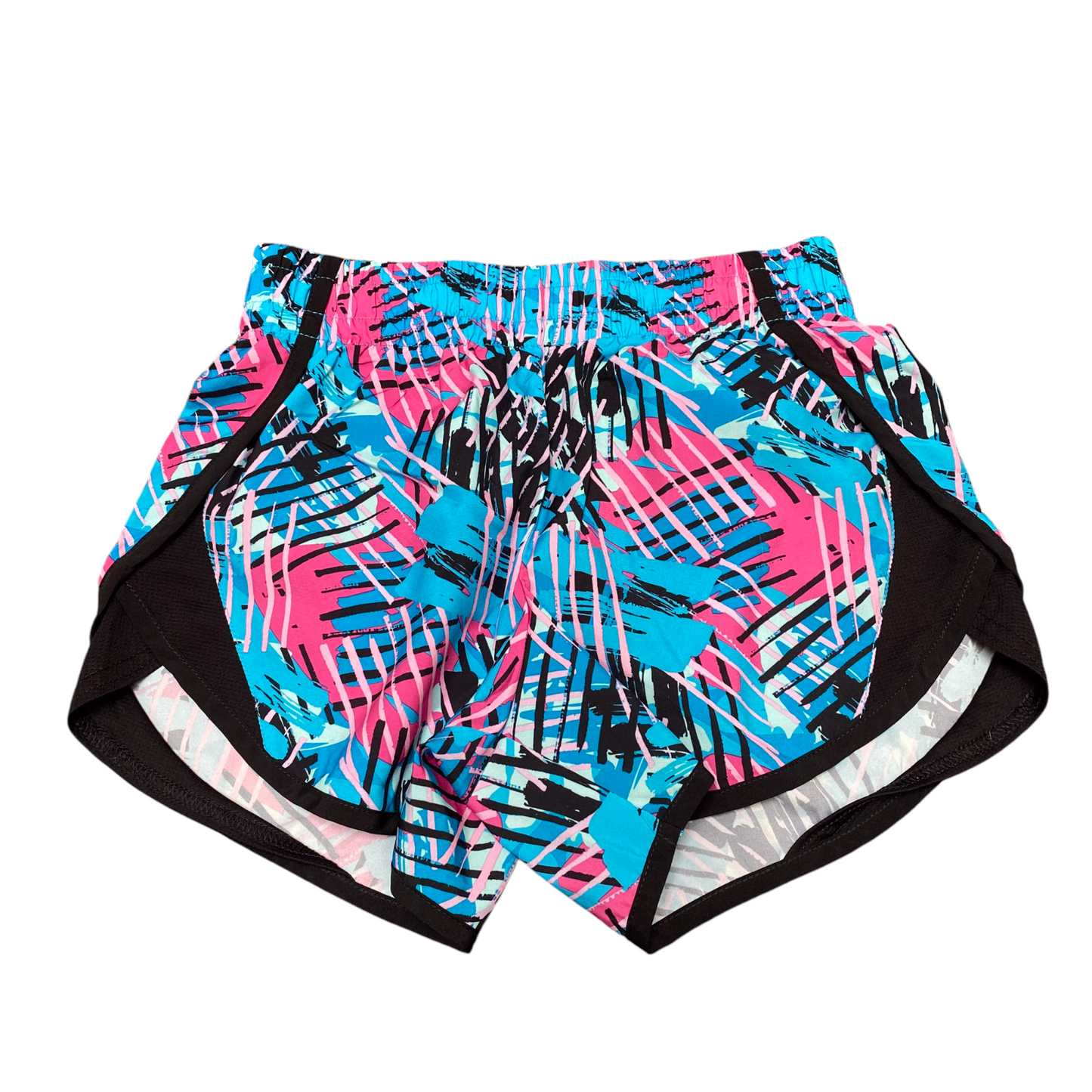 Running Sprinter Shorts Womens L Multicoloured Tropical Athletic Elastic Waist