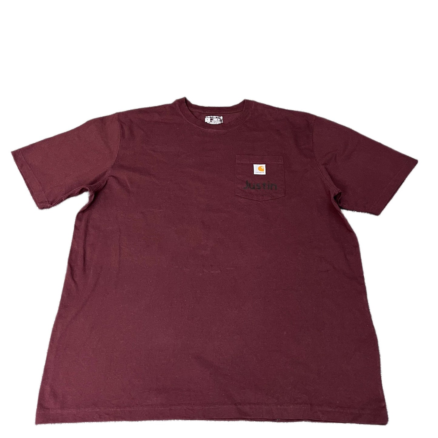 Carhartt Pocket T-Shirt Mens XL Tall Maroon Loose Fit Short Sleeve Summer Tee