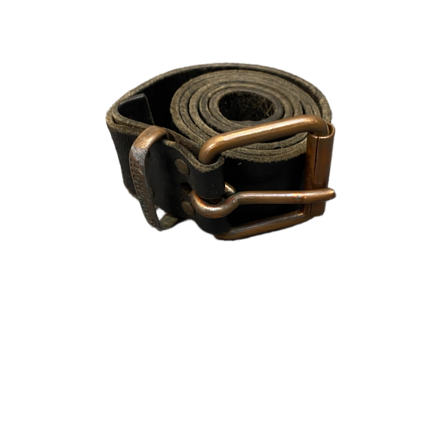 Highlands Waist Belt Mens Black Leather Adjustable Roller Buckle 34.5 inches