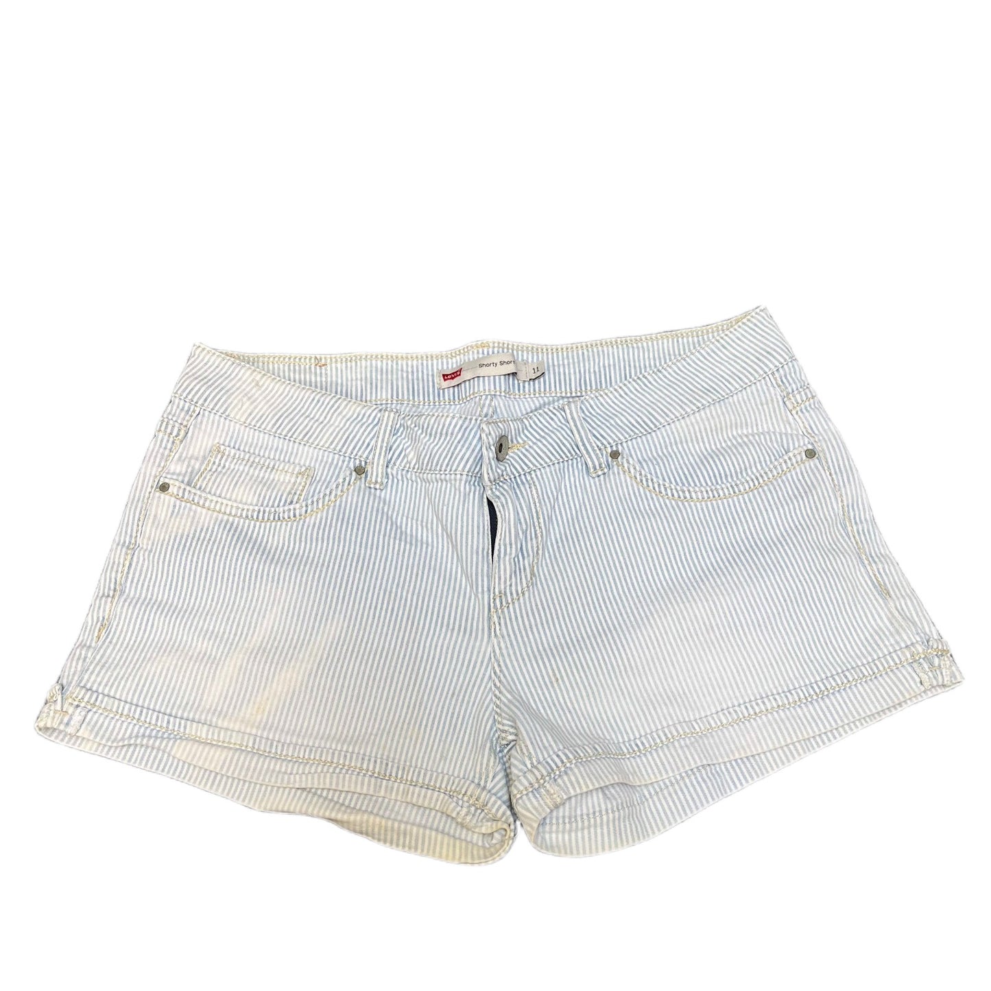 Levi's Shorty Short Fits as Womens XL 33" Waist Blue White Stripe Denim Red Tab