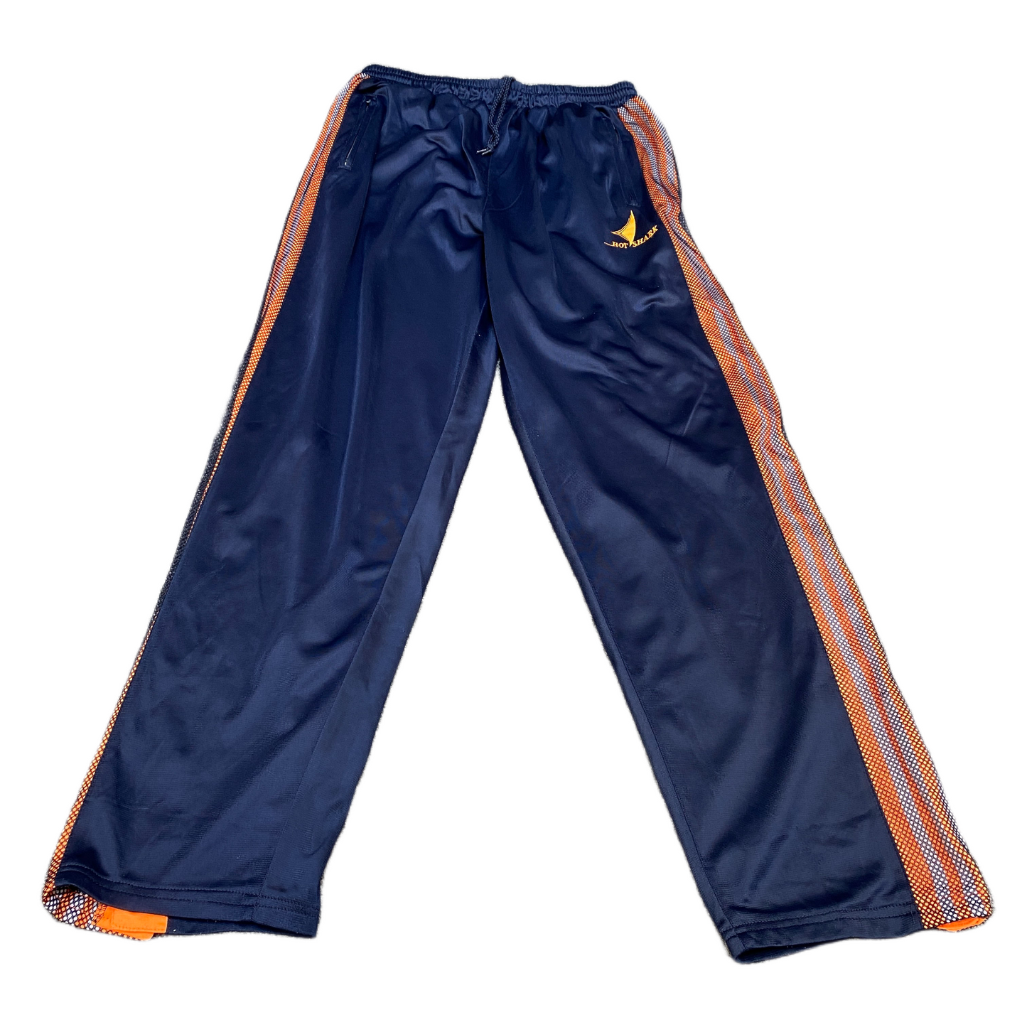Hot Shark Joggers Fits as Womens 30" Waist Blue Side Snap Drawstring Trousers