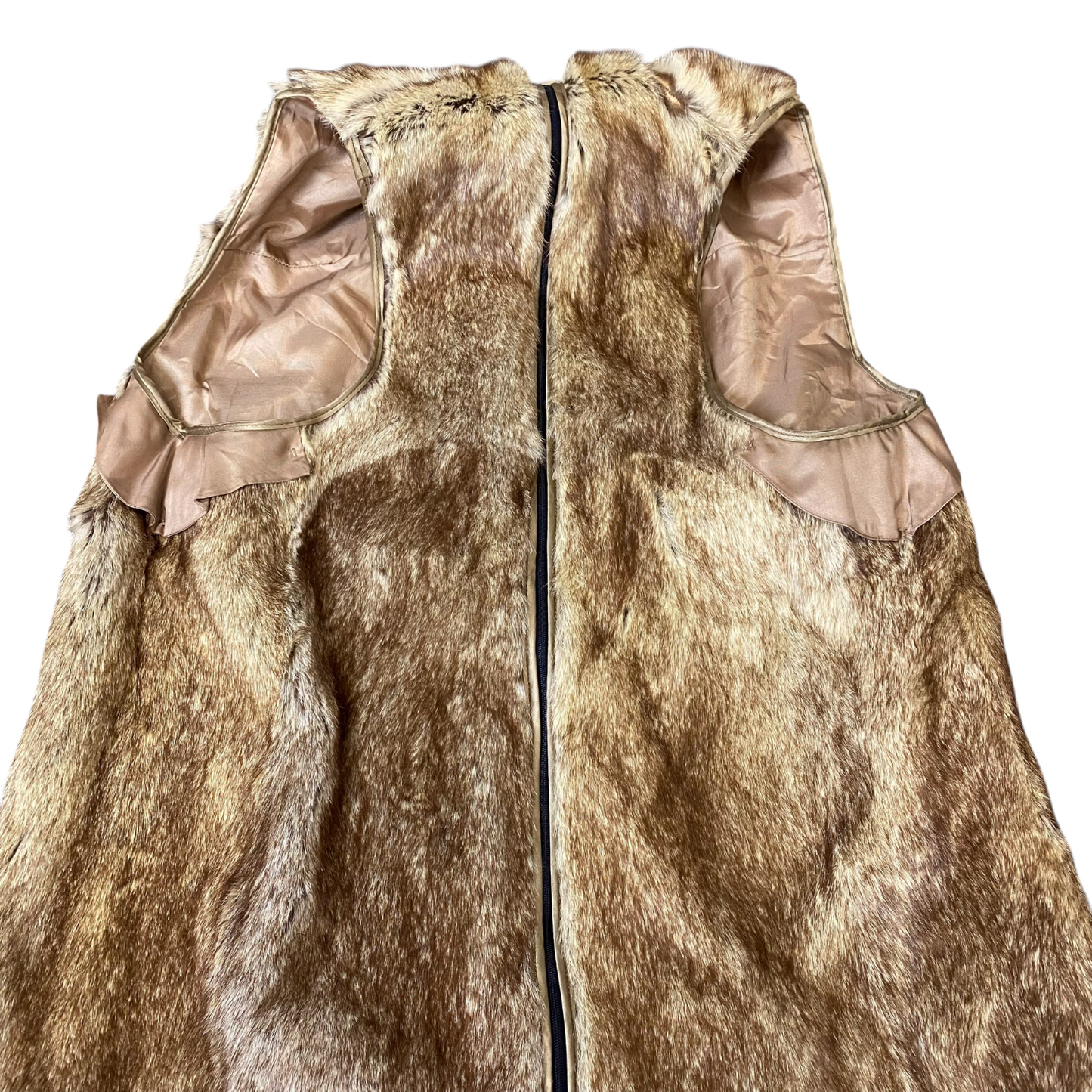 Womens Faux Fur Long Vest Medium Brown Cozy Warm Winter Sleeveless Full Zipper
