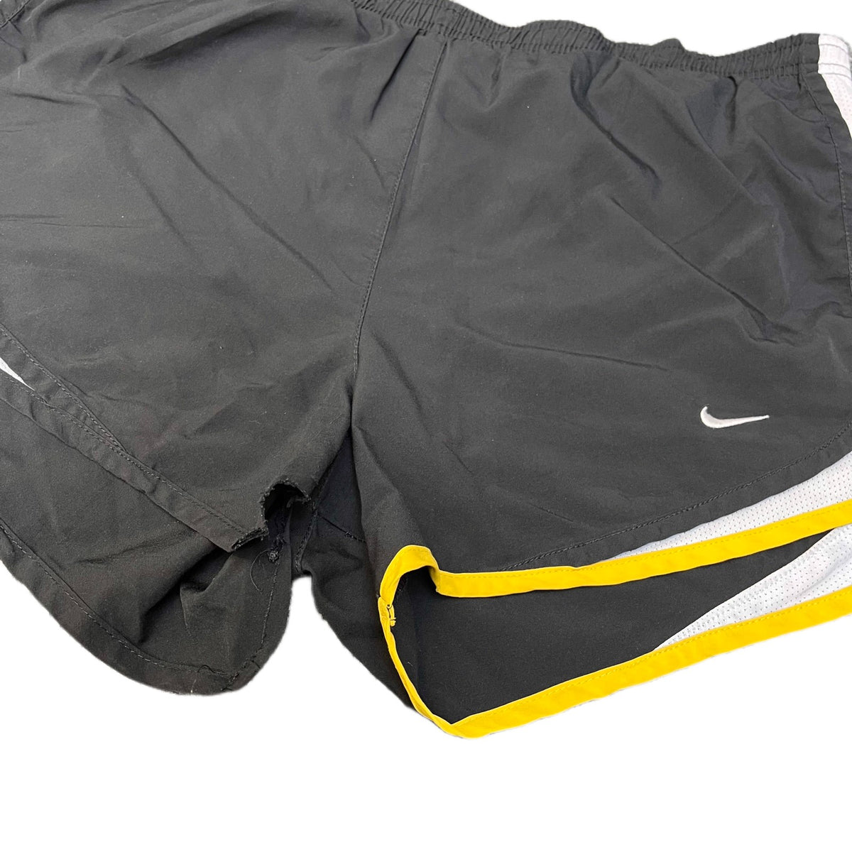Nike Tempo Running Shorts Fits as Womens L 32" Waist Black White Dolphin Hem