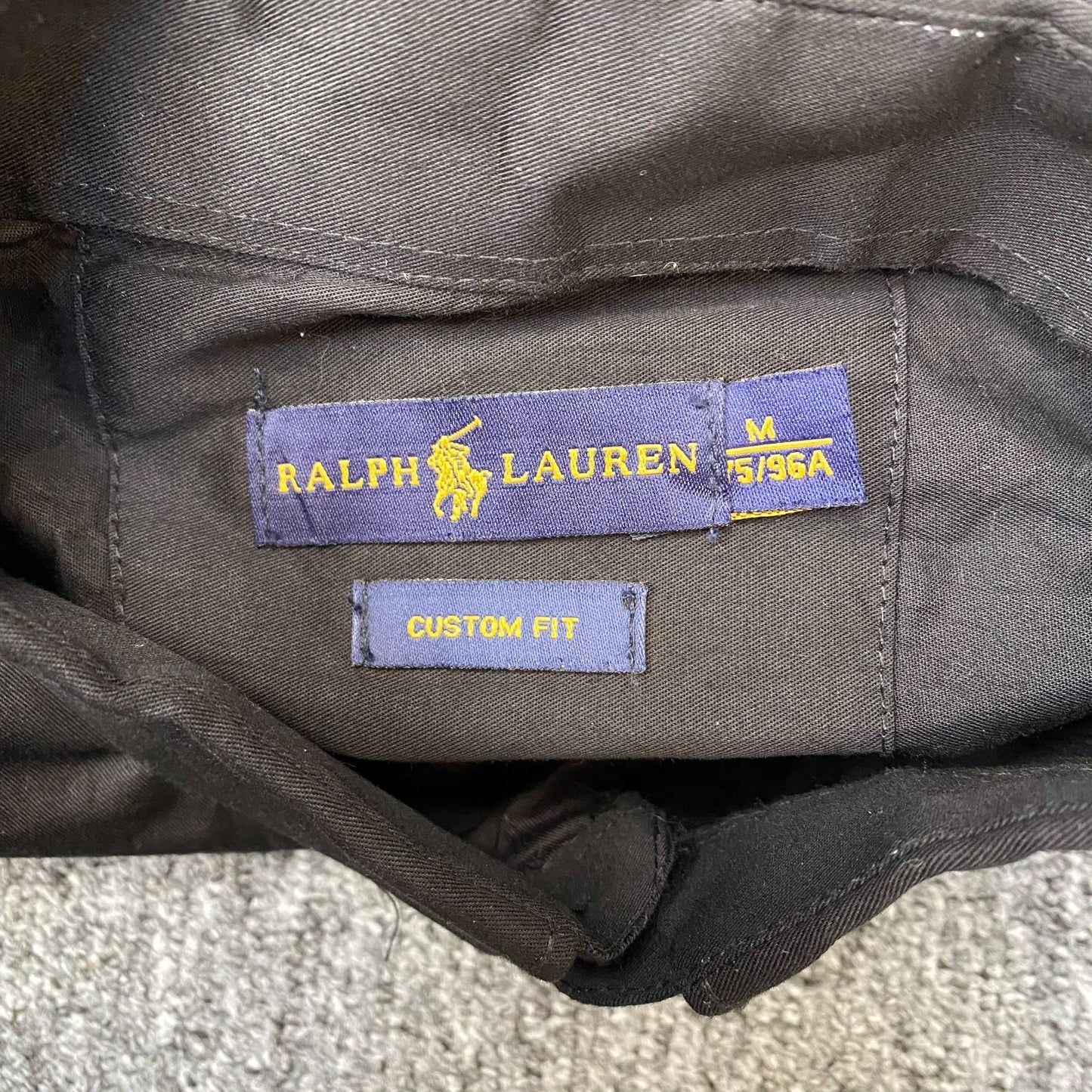 Ralph Lauren Formal Shirt Mens M Black Custom Fit Long Sleeve Logo Button Down
