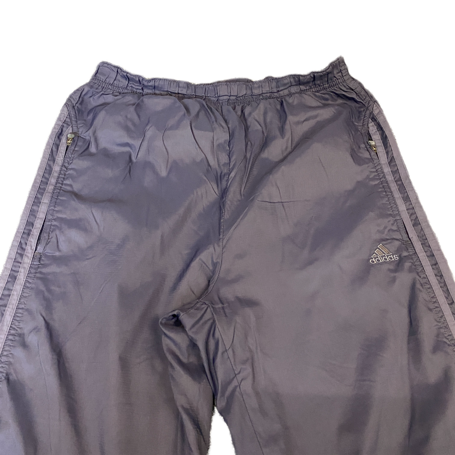 Adidas Joggers Fits as Women 27" Waist Navy Lined Windbreaker Ankle Zip Trousers
