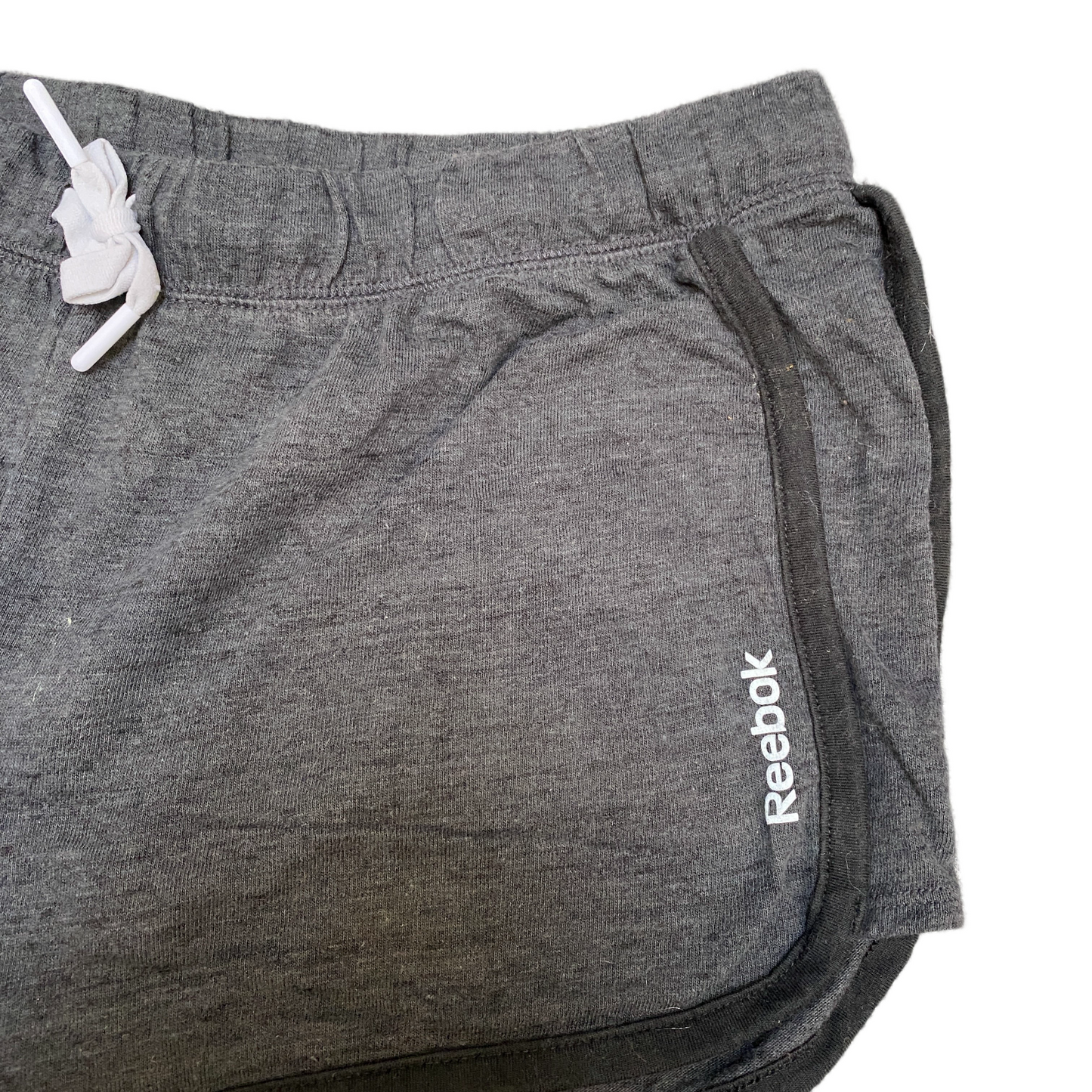 Reebok Running Sprinter Shorts Womens M 33" Waist Grey Gym Workout Dolphin Hem