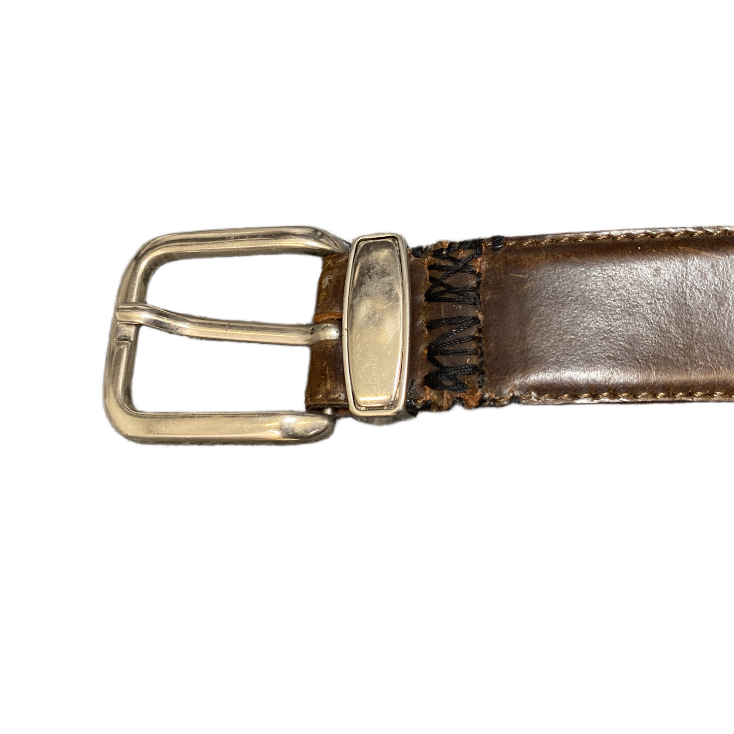 Waist Belt Mens Brown Leather Adjustable Silver Pin Buckle 39.5 inches