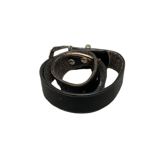 Waist Belt Mens Black Leather Adjustable Classic Silver Pin Buckle 30.5 inches