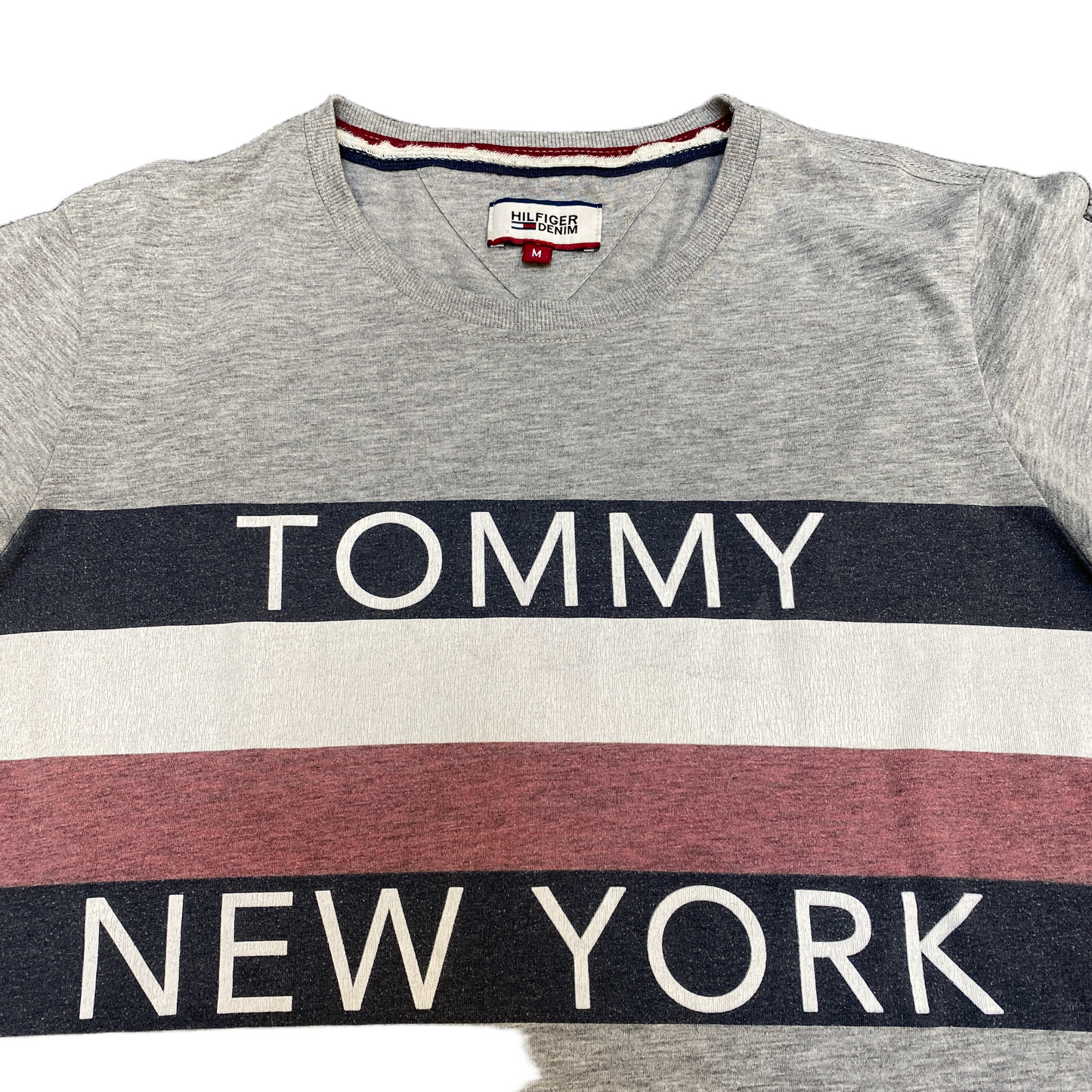 Tommy Hilfiger Shirt Mens Medium Grey Heather Striped Short Sleeve Crew Neck Tee