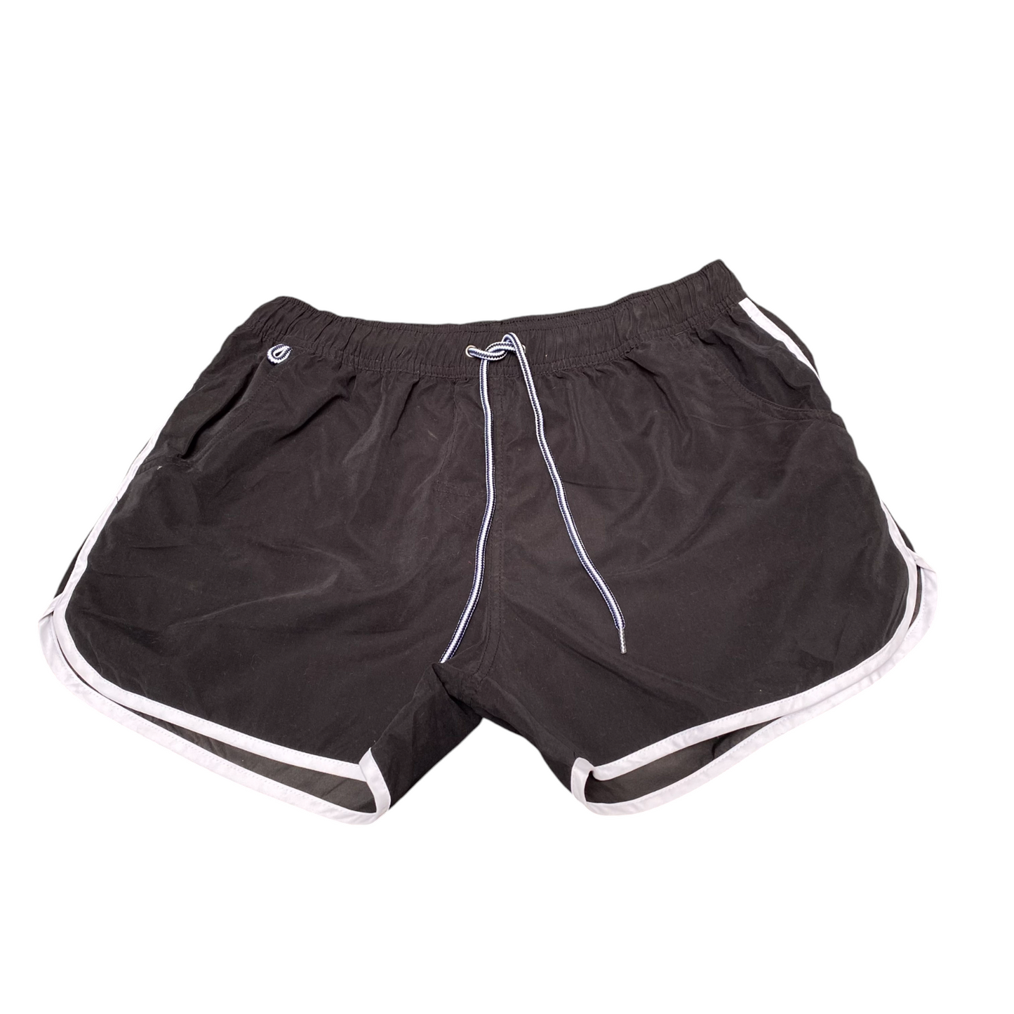 Running Sprinter Shorts Women Large Black Athletic Drawstring Waist Dolphin Hem