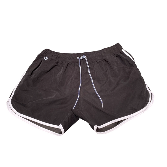 Running Sprinter Shorts Women Large Black Athletic Drawstring Waist Dolphin Hem