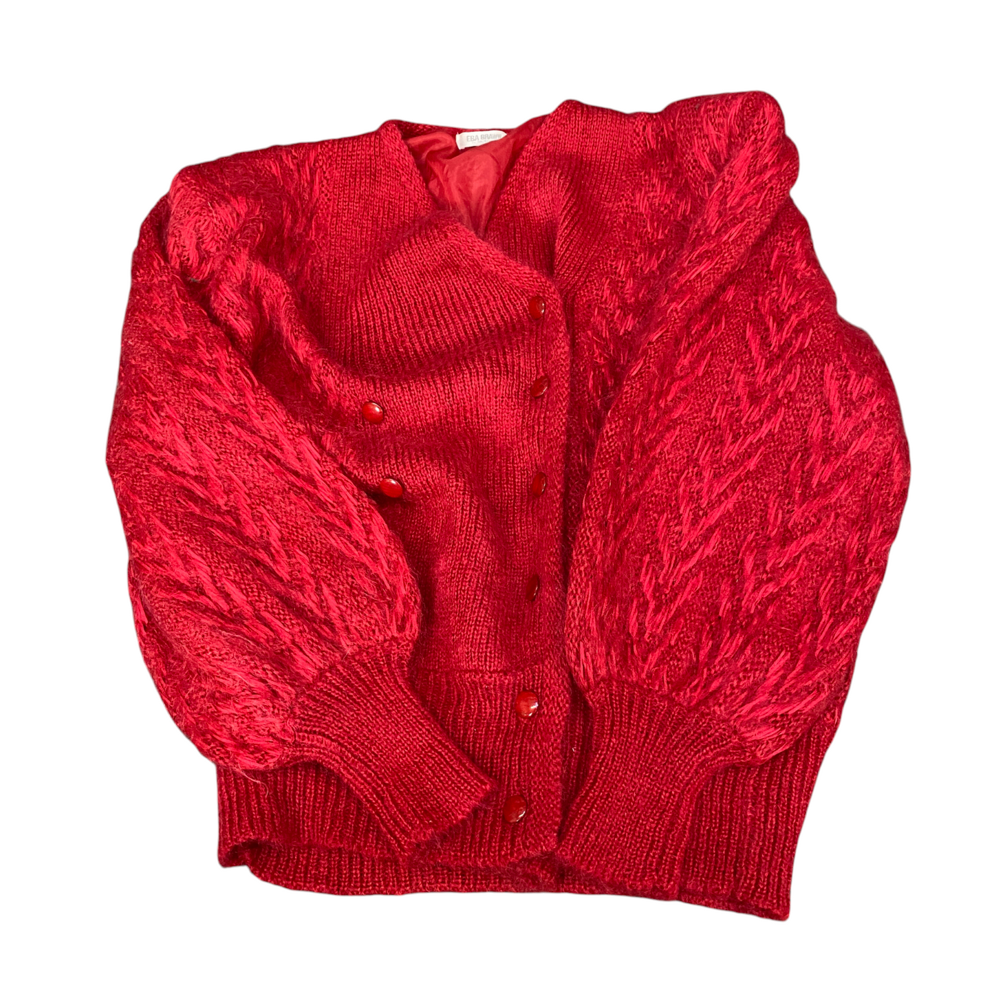 EBA BRAWN Cardigan Jumper Womens Large Red Knitted Long Sleeve Double Breasted