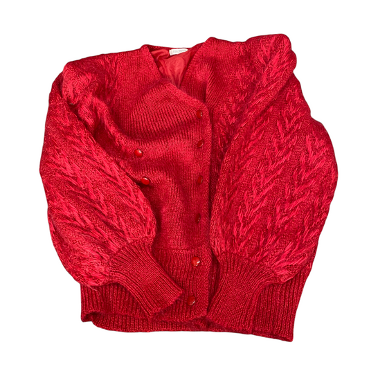 EBA BRAWN Cardigan Jumper Womens Large Red Knitted Long Sleeve Double Breasted