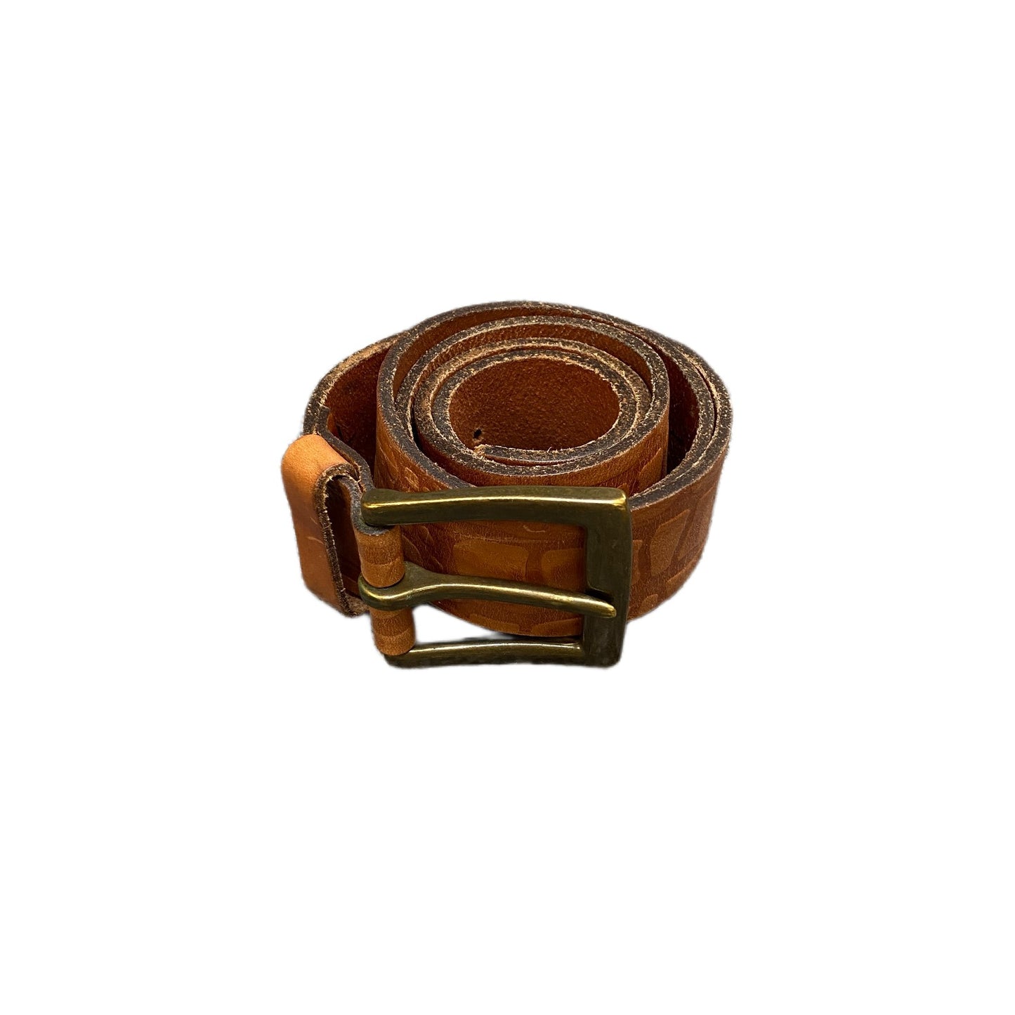 Pieces Waist Belt Mens Brown Leather Adjustable Brass Square Buckle 37.5 Inches
