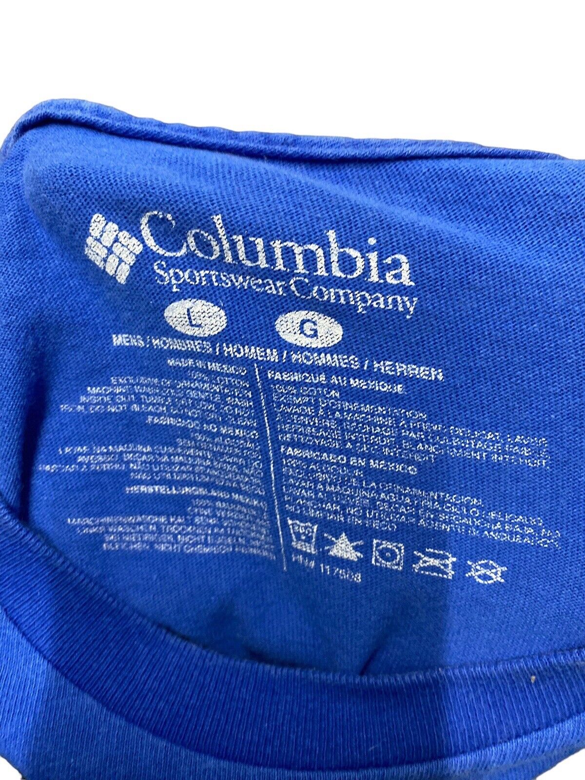 Columbia T-Shirt Blue Mens L Chest Logo