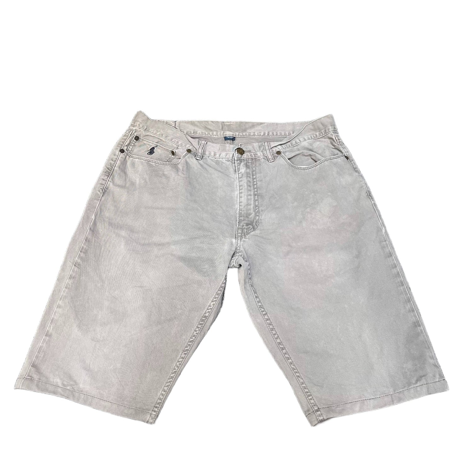 Polo Ralph Lauren Shorts Fits as Mens XL 35" Waist Grey Denim Embroidered Pony