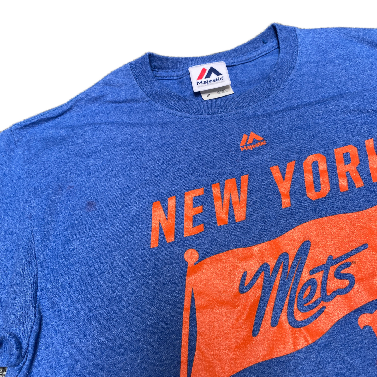 New York Mets T-Shirt Mens Small Blue Majestic Baseball Sports Pullover Tee