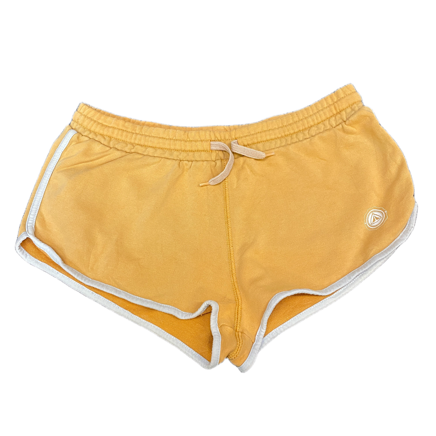 Running Sprinter Shorts Womens M 28" Waist Yellow Athletic Workout Dolphin Hem