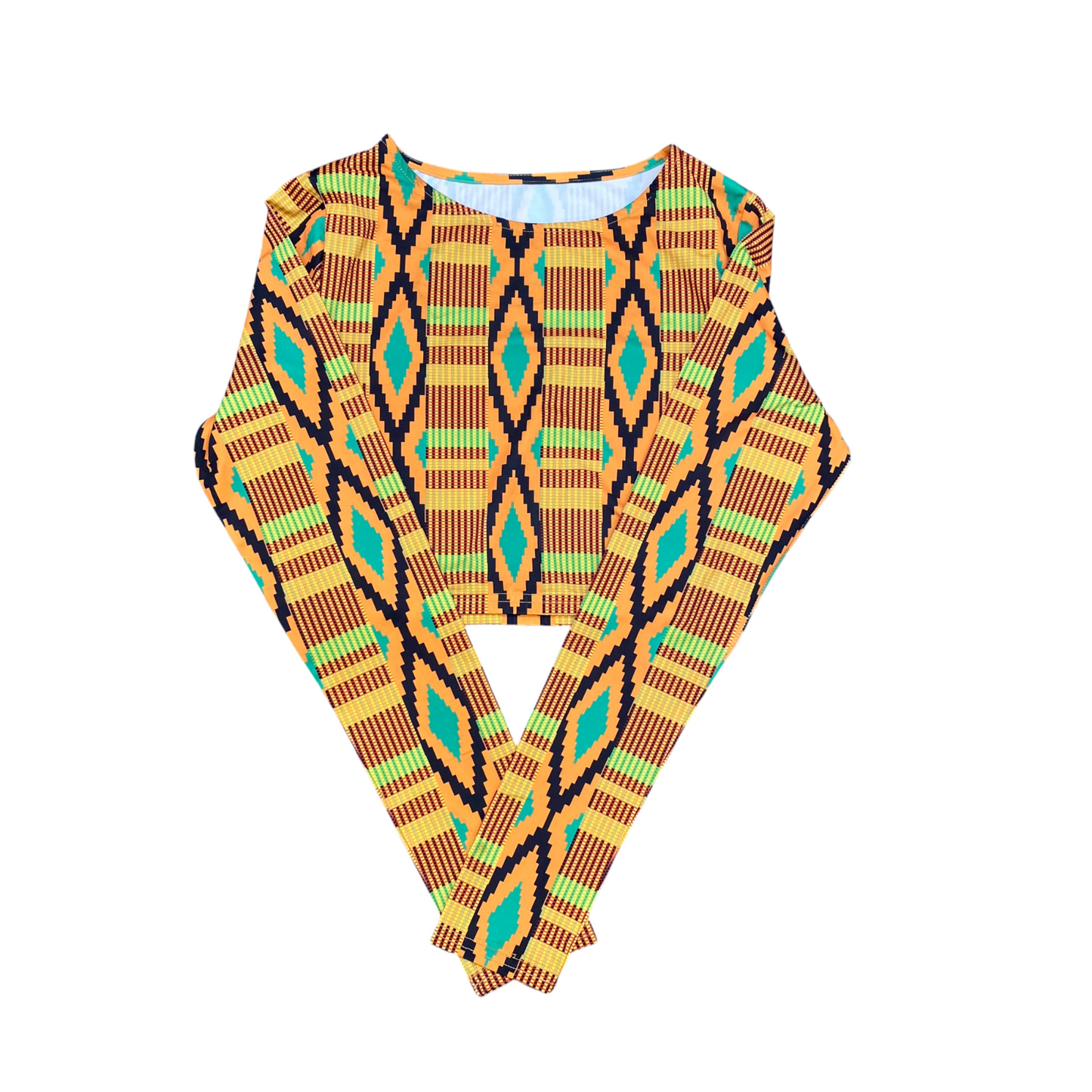 Swimwear Top Womens S Multi Geometric Cropped Long Sleeve Retro Casual Pullover