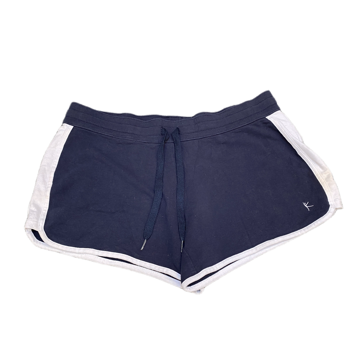 Running Sprinter Shorts Womens L 34" Waist Navy White Athletic Gym Dolphin Hem