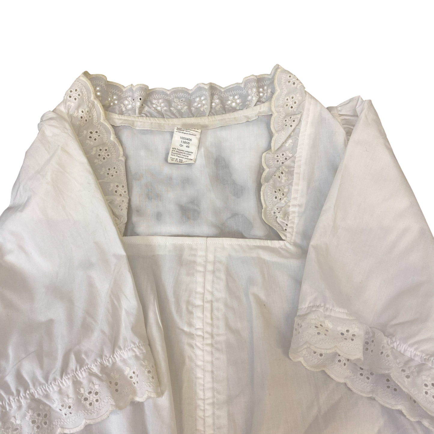 Konetti Cropped Top Womens M White Short Sleeve Lace Trim Square Neck Pullover