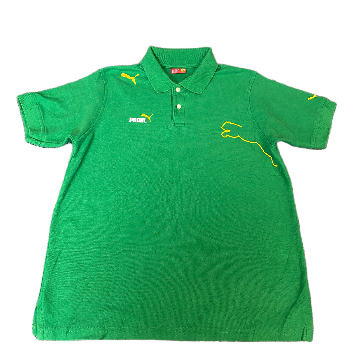 PUMA Polo Shirt Mens Small Green Golf Performance Side Slit Short Sleeve Popover