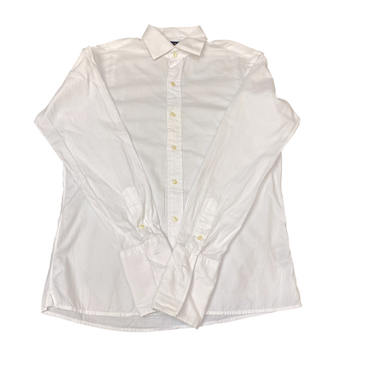 Polo Ralph Lauren Formal Shirt Mens M White Solid Long Sleeve Pony Button Down